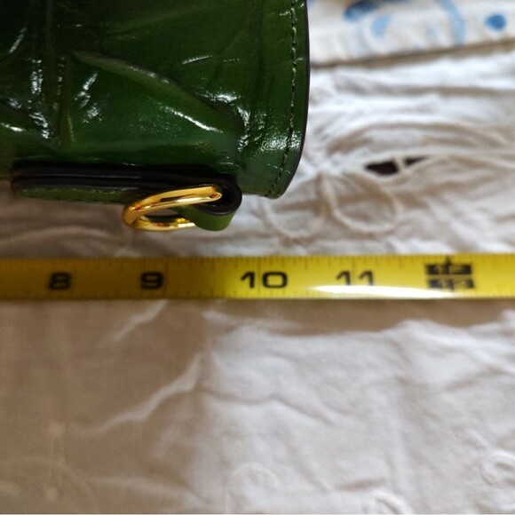 Green Croc Embossed Leather Satchel Shoulder Statement Bag. Quiet Luxury. - Picture 9 of 11